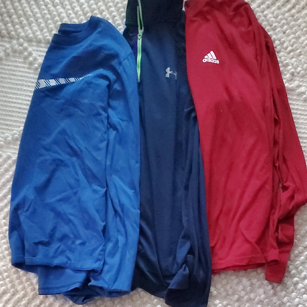 Under Armour Blue and Navy Long Sleeve Tees